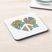 ヒッピーフラワーピースサインハート コースター (左側)