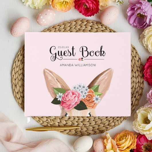 ヒッピーホップイースターフローラバニーラビットベイビーシャワー ゲストブック