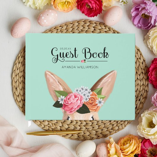 ヒッピーホップイースターフローラバニーラビットベイビーシャワー ゲストブック