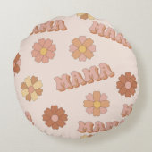 ヒッピーママの継ぎ目のない柄。Groovyの背景。M ラウンドクッション (裏面)