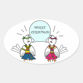 ヒッピーメリークリスマス 楕円形シール