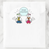 ヒッピーメリークリスマス 楕円形シール (バッグ)