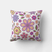 ヒッピーモダンの花の柄 |植物学 クッション (裏面)