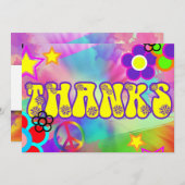 ヒッピーレインボーレトロ感謝カード 招待状 (正面/裏面)