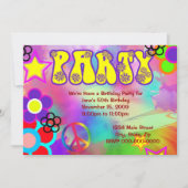 ヒッピーレインボーレトロ誕生日パーティーへの招待 招待状 (正面)