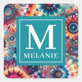 ヒッピーレトロタイダイモノグラムのン スクエアシール