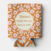 ヒッピーレトロデイジーフローラブライダルシャワー 缶クーラー (正面)