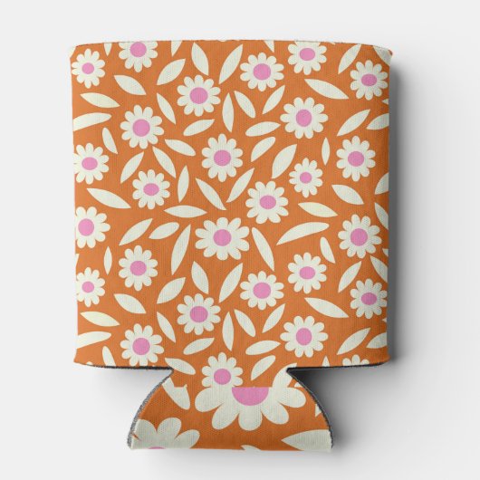 ヒッピーレトロデイジーフローラブライダルシャワー 缶クーラー (裏面)