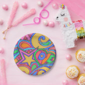 ヒッピーレトロピースアートウィズスターズ ペーパープレート (パーティー)