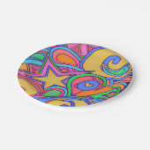 ヒッピーレトロピースアートウィズスターズ ペーパープレート (アングル)