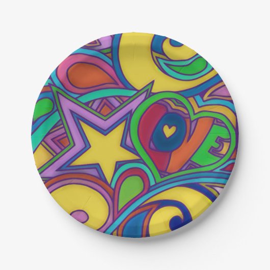 ヒッピーレトロピースアート ペーパープレート (正面)