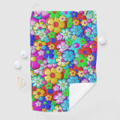 ヒッピーレトロフローラアート ゴルフタオル (インサイチュ)