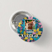 ヒッピーレトロフローラクールGroovy Catカスタム写真 缶バッジ (正面&裏面)