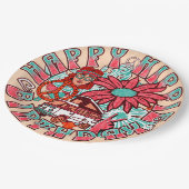 ヒッピーレトロヴィンテージカラー誕生日 ペーパープレート (アングル)