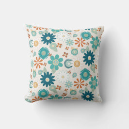 ヒッピーレトロヴィーベ70sデイジーピースブルーオレンジベビー クッション