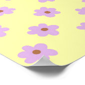 ヒッピーレトロ紫イエローフラワーY2Kパターン ポスター (角)