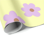 ヒッピーレトロ紫イエローフラワーY2Kパターン ラッピングペーパー (ロールコーナー)