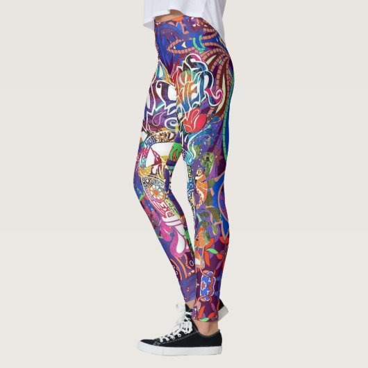 ヒッピーヴァンドリームスホープピースラブ絞り染め レギンス (左)