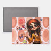 ヒッピー予測できなガールビーチェック磁石 マグネット (正面/裏面)