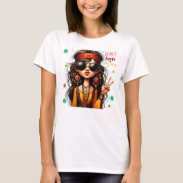 ヒッピー予測できな・シック・ピース&ラブレディースTシャツ Tシャツ