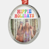 ヒッピー休日ヴィンテージ70sファミリーフォトクリスマス メタルオーナメント (左)