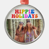 ヒッピー休日ヴィンテージ70sファミリーフォトクリスマス メタルオーナメント (正面)
