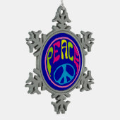 ヒッピー和平サイン スノーフレークピューターオーナメント (左)