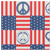 ヒッピー太平洋平和シンボルUSA国旗の青と赤 ファブリック (クローズアップ)