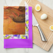 ヒッピー女の子PeaceLoveドリップ キッチンタオル (四つ折り)