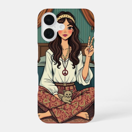 ヒッピー女子 iPhone 16ケース (裏面)