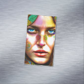 ヒッピー女性ポートレートグラフィック マグネット名刺 (インサイチュ)