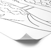 ヒッピー女性ポートレートラインアートカラーリングページ ポスター (角)