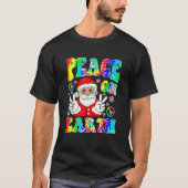ヒッピー平和オンアースBohoクリスマスサンタクロースP Tシャツ (正面)