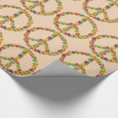 ヒッピー平和サイン花 ラッピングペーパー (角)