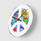 ヒッピー平和標識丸時計 ラウンド壁時計 (傾斜)
