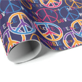 ヒッピー平和：鮮やかシンボルデザイン。 ラッピングペーパー (ロールコーナー)