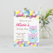 ヒッピー数々の色フローラフクロウ 招待状 (スタンド正面)