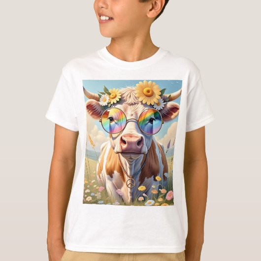 ヒッピー牛🐄✌️ | 愛モーの – d tシャツ (正面)