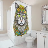 ヒッピー猫 シャワーカーテン (インサイチュ)