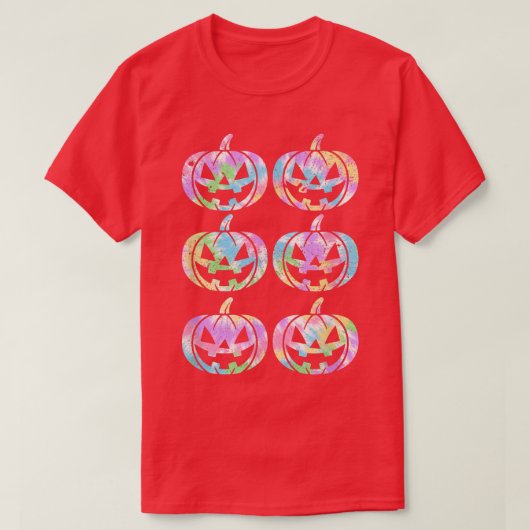 ヒッピー絞り染めスタイルハッピーハローウィンパンプキンジャック Tシャツ (デザイン正面)