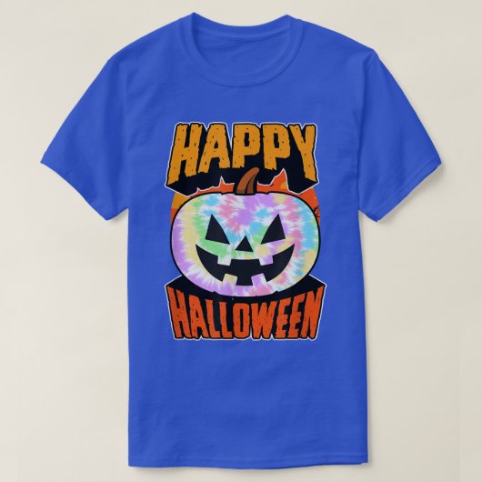 ヒッピー絞り染めハッピーハローウィンパーティージャックオランター Tシャツ (デザイン正面)