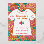 ヒッピー絞り染めバースデーパーティー 箔招待状 (正面)