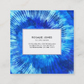 ヒッピー絞り染めパターン水色青モダン スクエア名刺 (裏面)