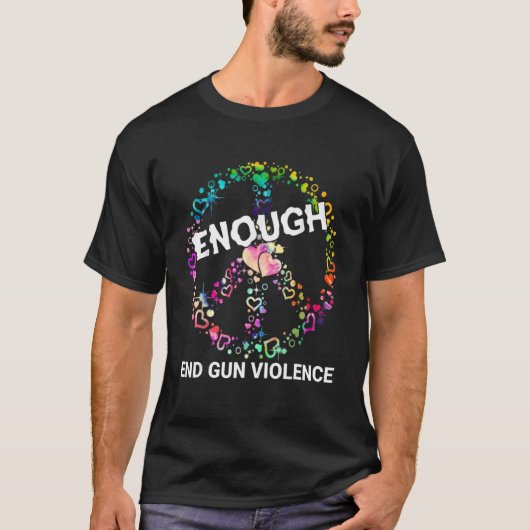 ヒッピー絞り染め平和サイン十分な終わりの銃暴力 Tシャツ (正面)