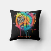ヒッピー絞り染め猫好き平和カスタマイズ標識 クッション (裏面)
