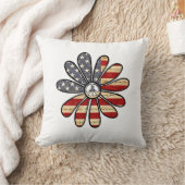 ヒッピー花パワー平和サインアメリカ国旗 クッション (ブランケット)