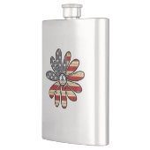 ヒッピー花パワー平和サインアメリカ国旗 フラスク (左)