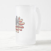 ヒッピー花パワー平和サインアメリカ国旗 フロストグラスビールジョッキ (正面右)