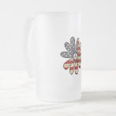 ヒッピー花パワー平和サインアメリカ国旗 フロストグラスビールジョッキ (正面左)