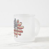 ヒッピー花パワー平和サインアメリカ国旗 フロストグラスマグカップ (正面右)